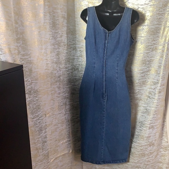 Vintage🧚♀️Junior Jean Los Angeles Gold Studded Denim Button Up Dress Size M - Picture 8 of 16